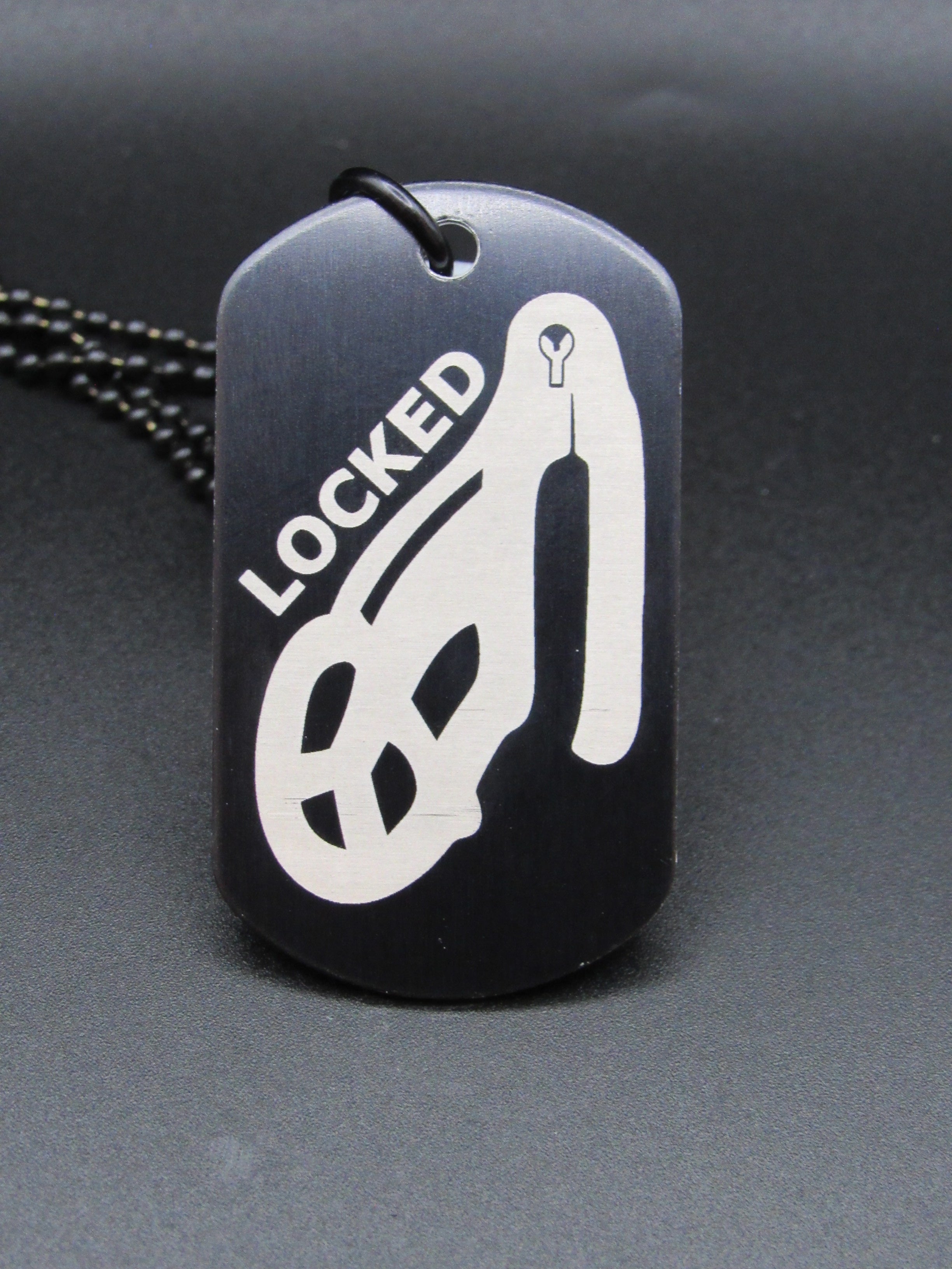 LOCKED (Full-Size Cage) - Chastity Cage Design Premade Tag